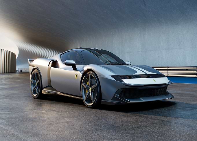 Silver Ferrari sports car