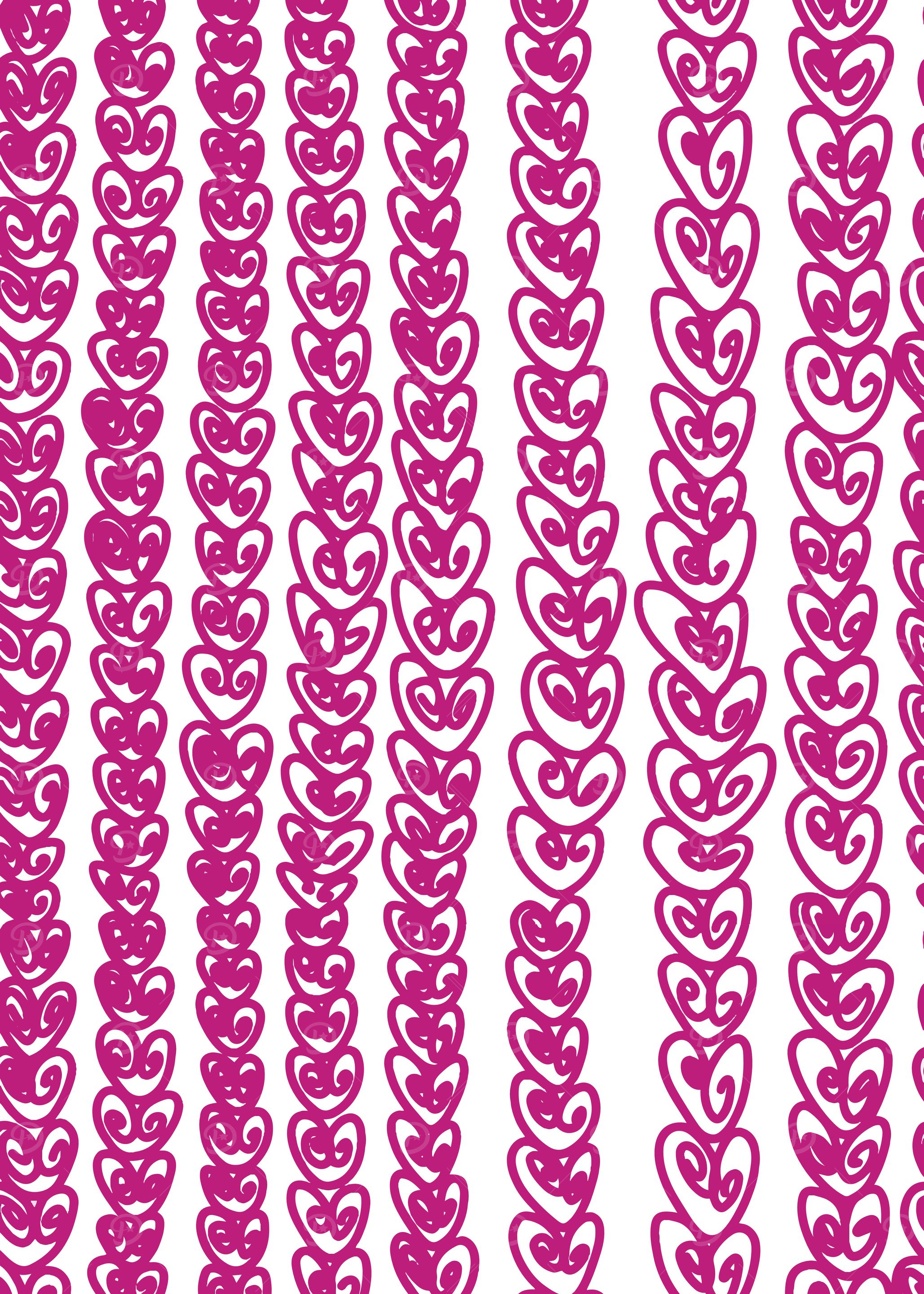 Pink Heart Pattern on White Background