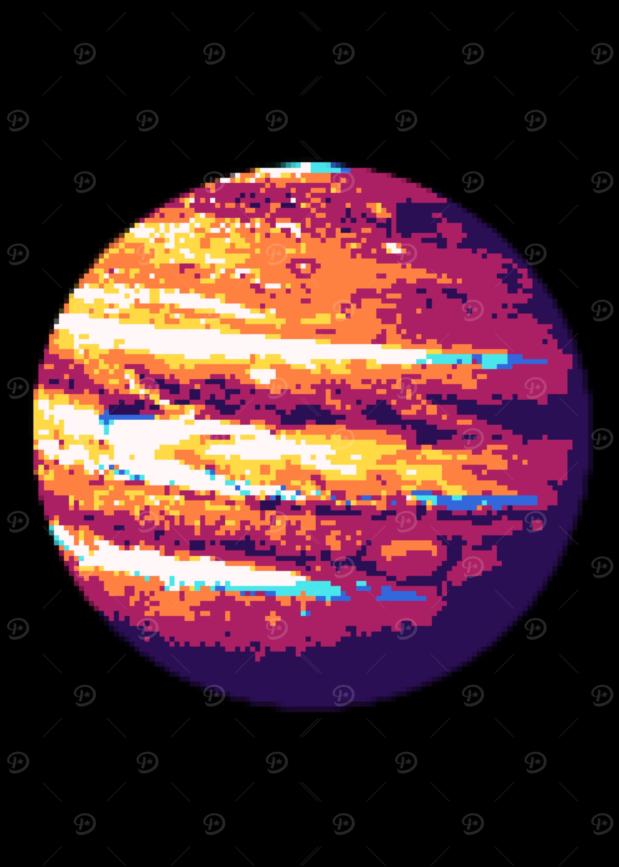Pixelated Planet Jupiter in Space
