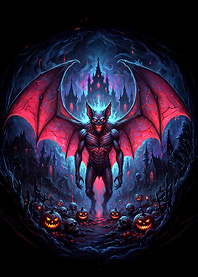 Halloween Demon with Castle Background