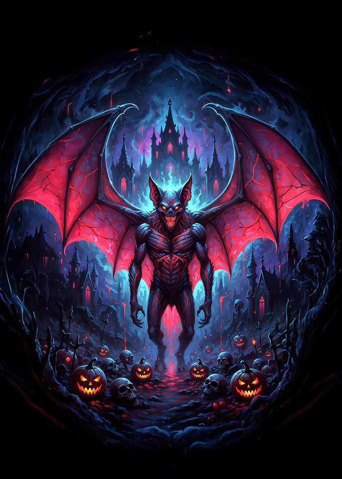 Halloween Demon with Castle Background