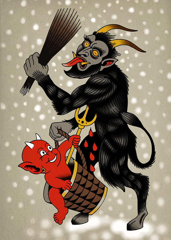 Krampus and Devil Child Illustration
