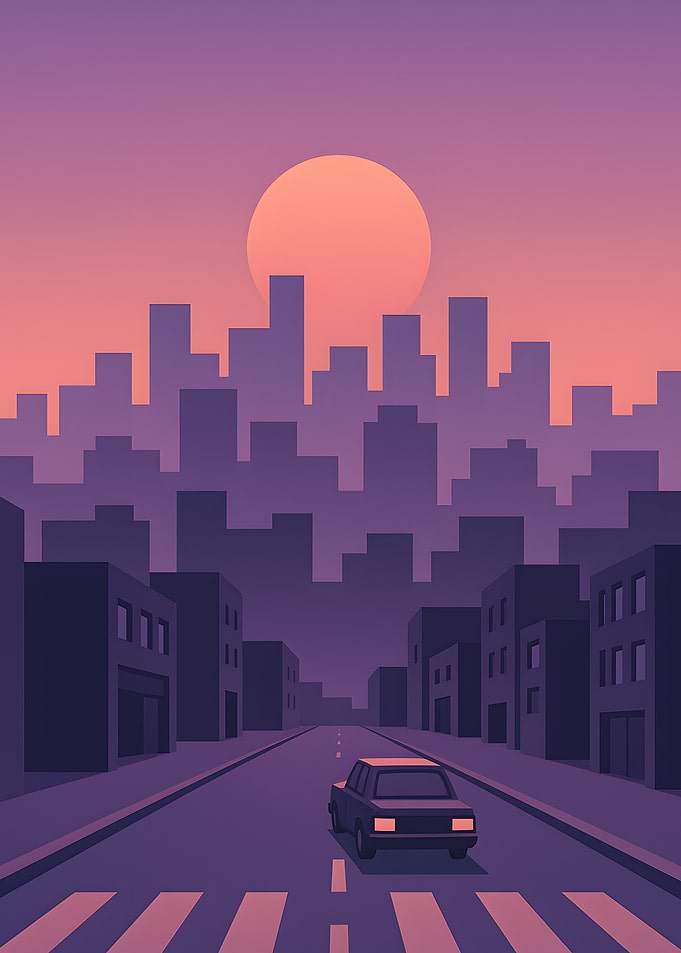 Cityscape Sunset Drive