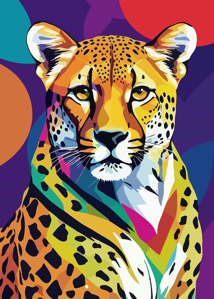 Colorful Cheetah Pop Art Portrait