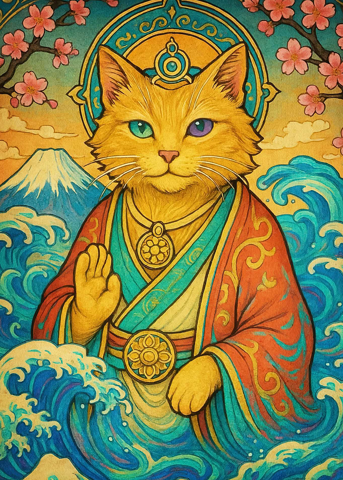 Zen Cat Japanese Landscape