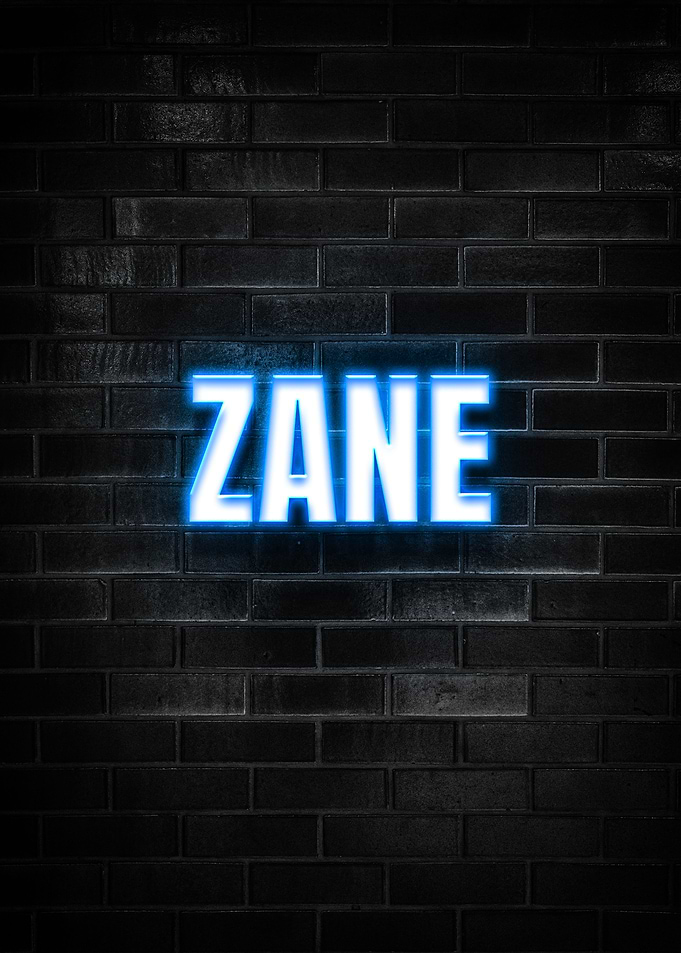 Zane Neon Sign on Brick Wall