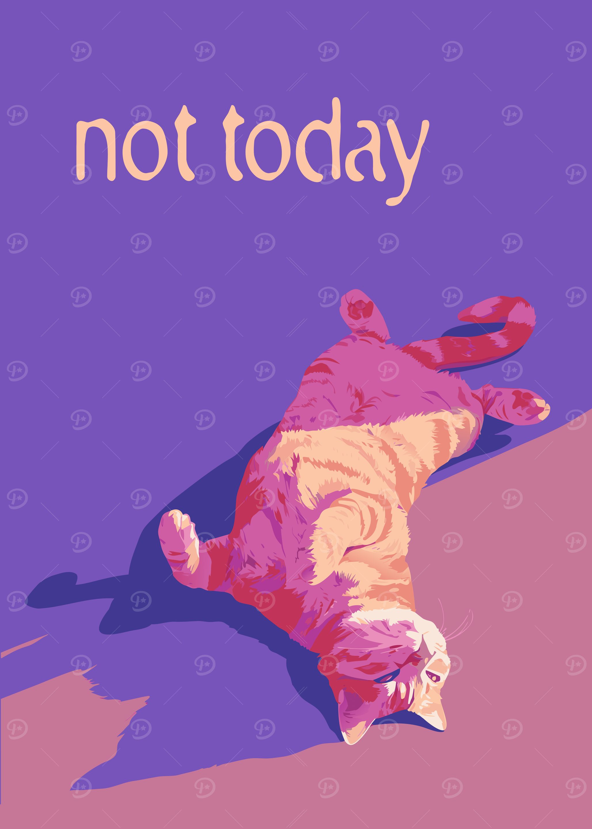 Not Today Cat Illustration