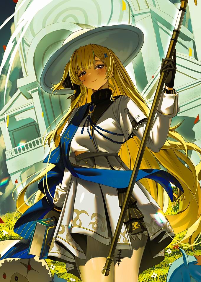 Girl with Staff and Hat
