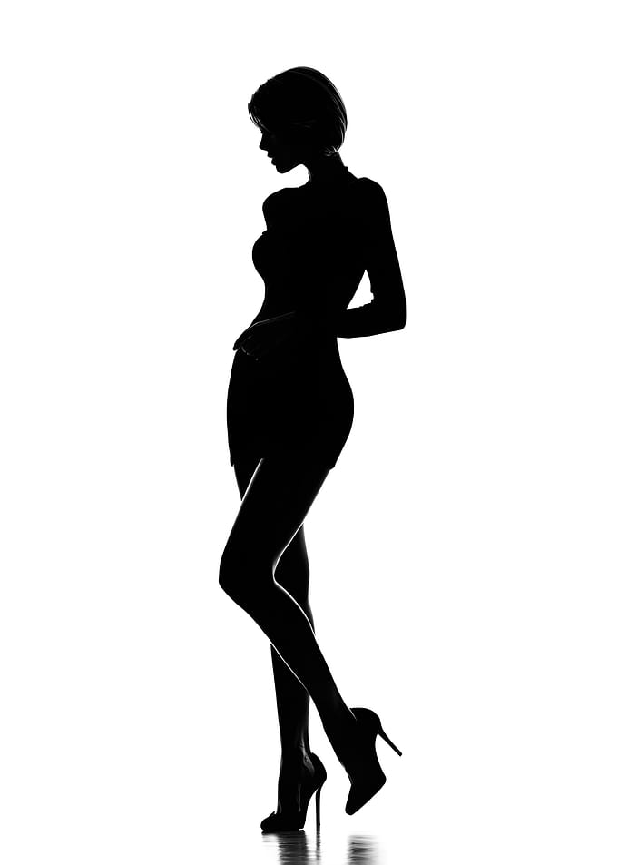 Elegant Woman Silhouette in Black and White