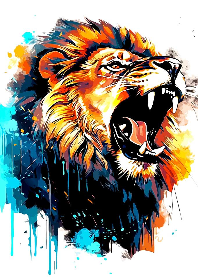 Roaring Lion Colorful Digital Art