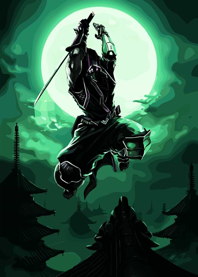 Ninja Warrior Under Moonlight
