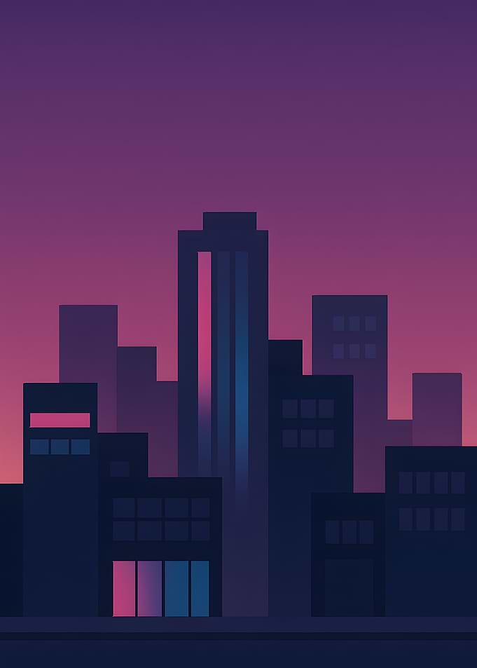 Minimalist Cityscape at Dusk