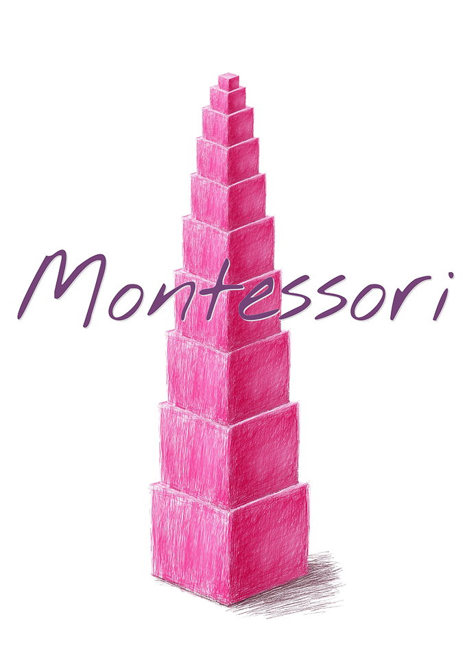 Montessori Teacher Education Pink Tower Illustration