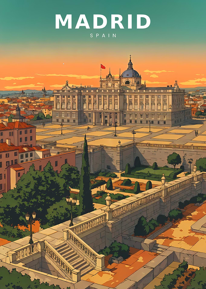 Pastel Grandeur Over Madrid’s Palace