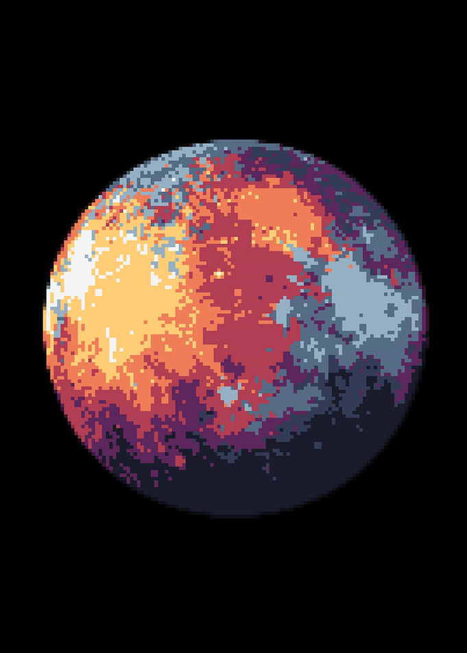 Pixelated Dwarf Planet Pluto in Space