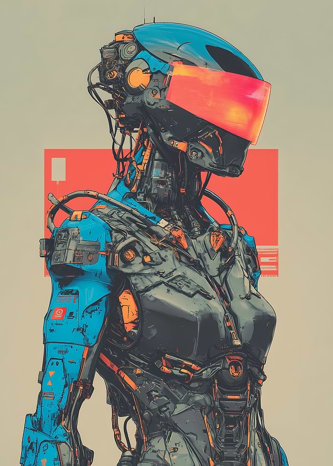 Self Diagnostic V6. - Cybernetic Female Robot Portrait