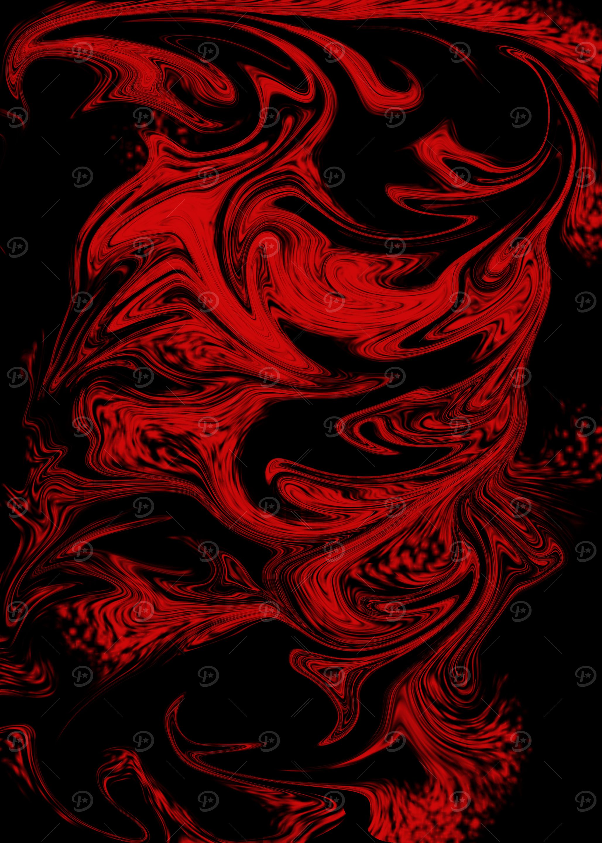 Red Swirls on Black Background