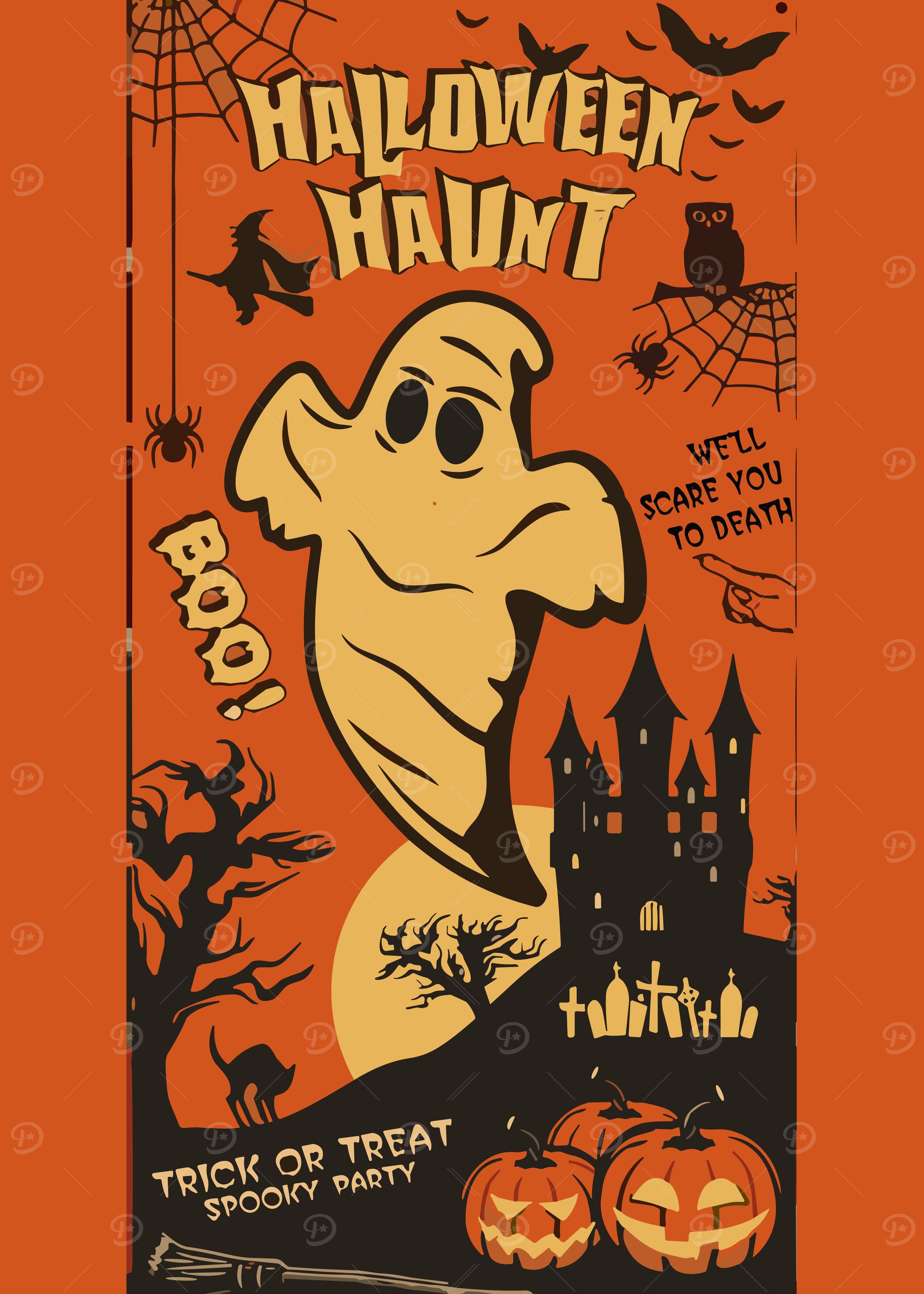 Vintage Halloween Haunt Spooky Party Poster