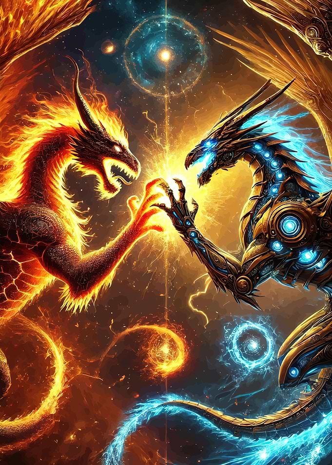 Fire and Ice Dragon Confrontation