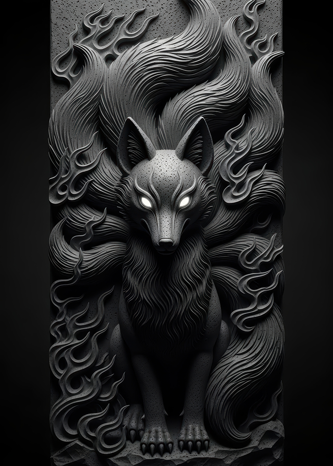 Nine-tailed Fox Stone Carving