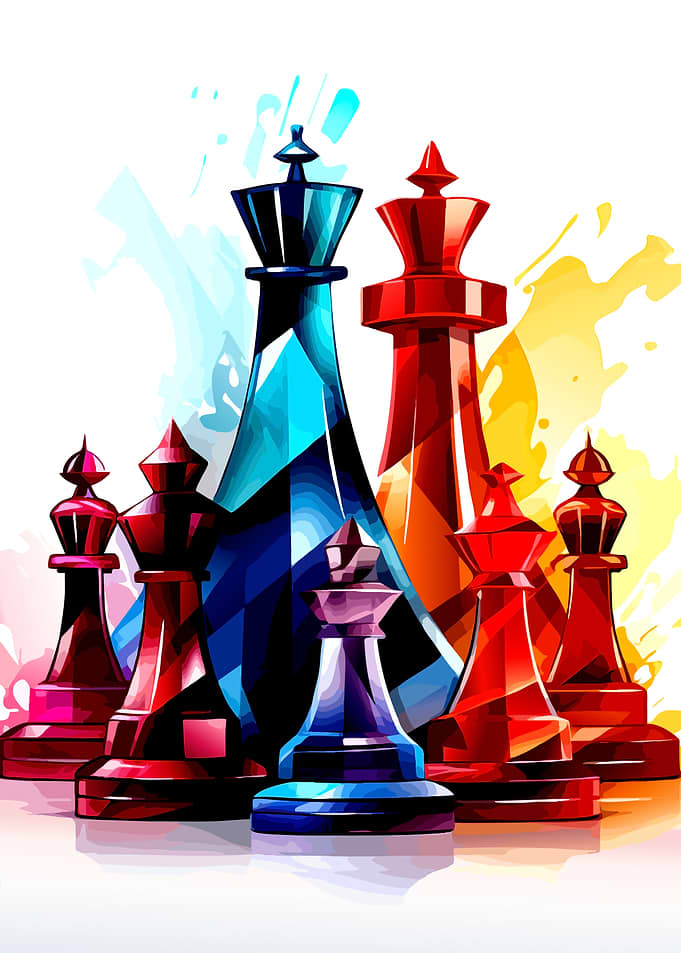 Colorful Chess Pieces Abstract Illustration