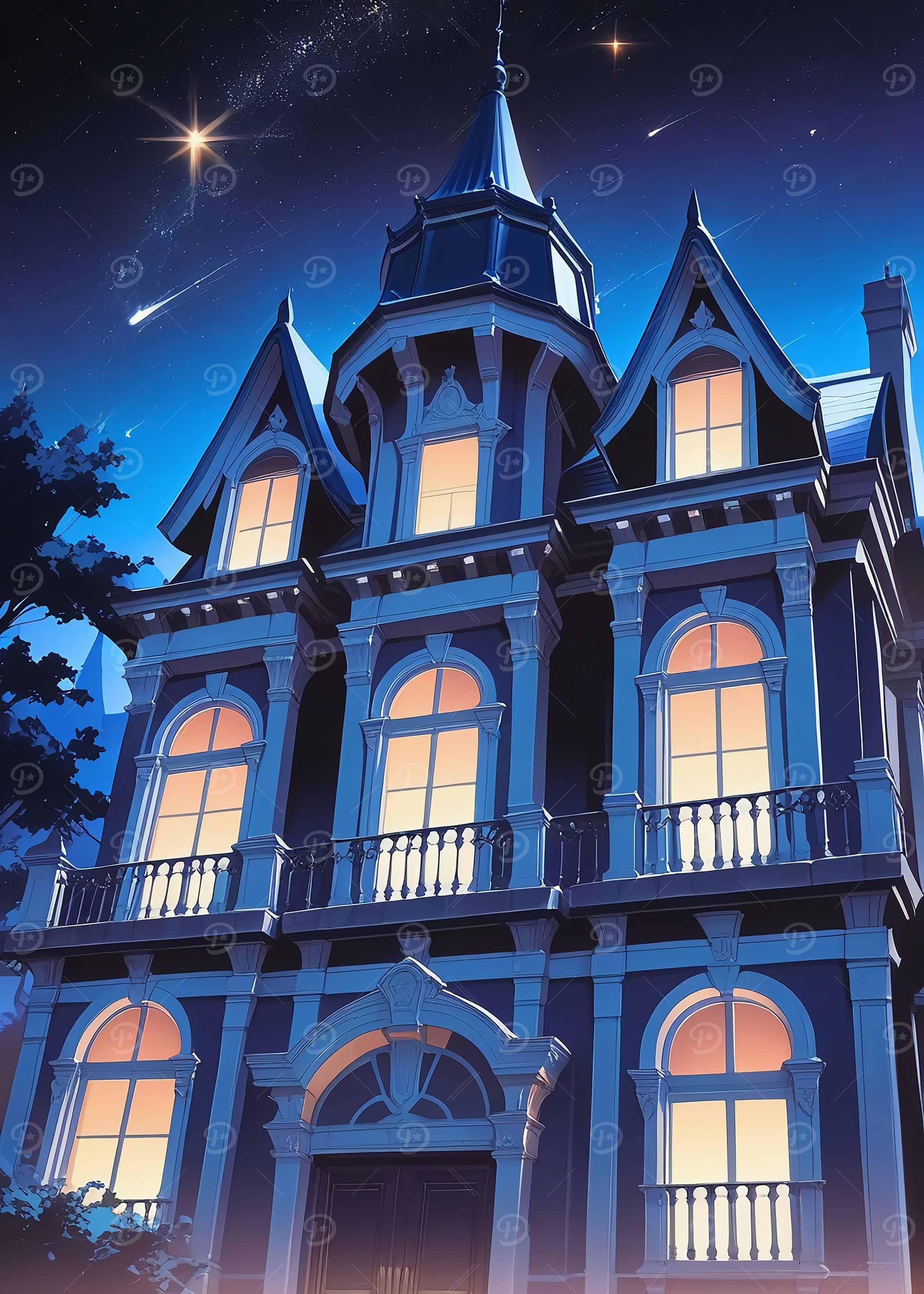 Victorian House at Night