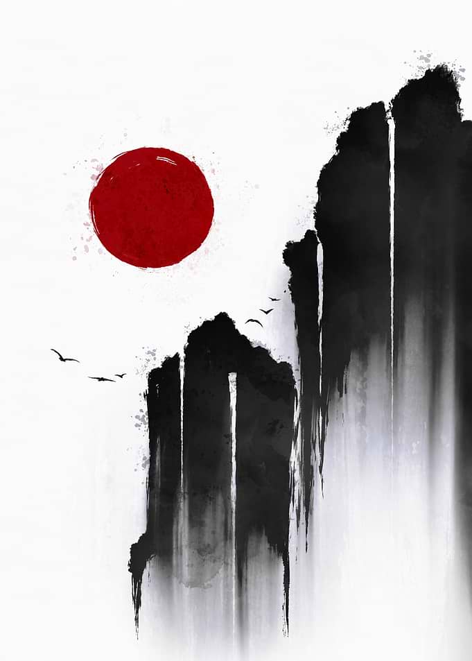 Minimalist Waterfall Landscape