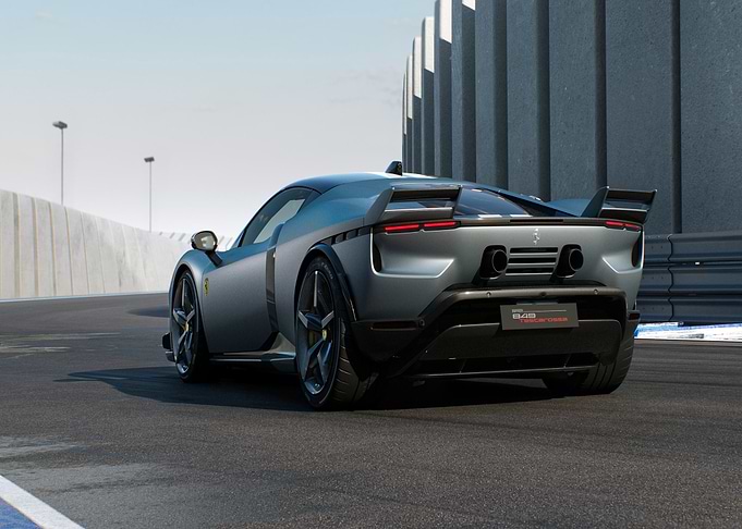 Silver Ferrari on Racetrack