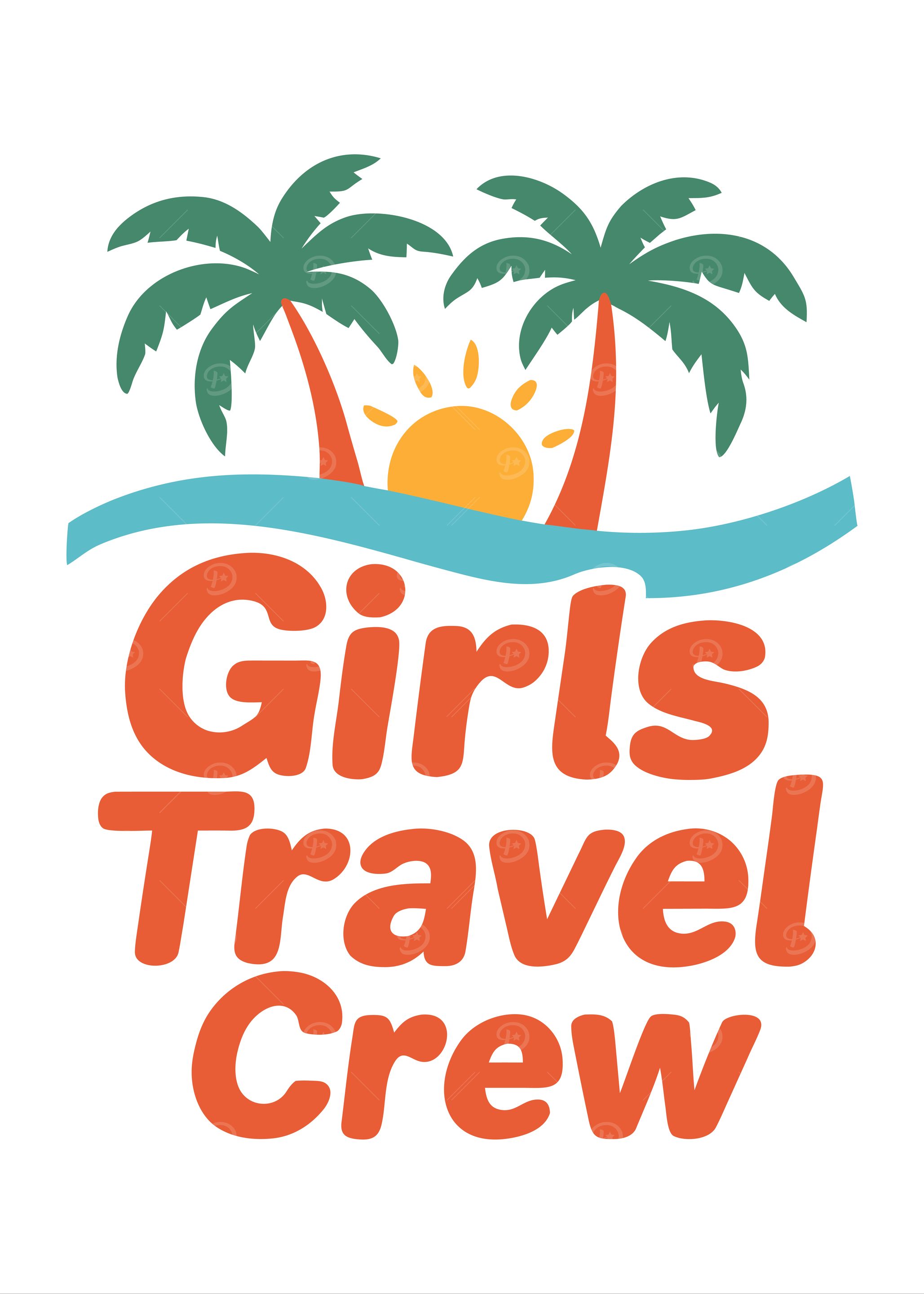 Girls Travel Crew Tropical Design