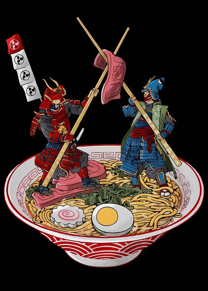 Samurai Ramen Bowl Illustration