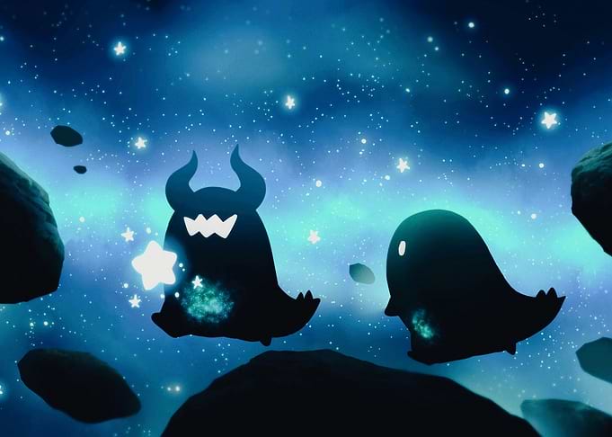 Cute Space Ghosts with Star