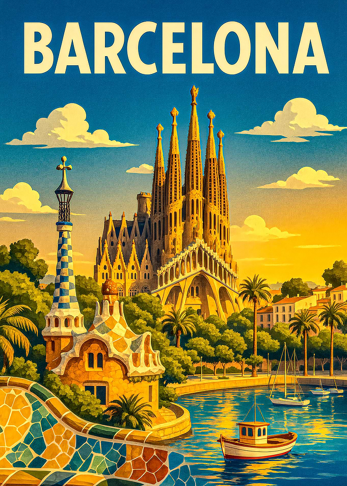 Barcelona Travel Poster Art