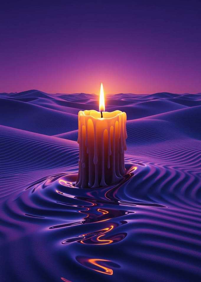 Candle in Purple Desert