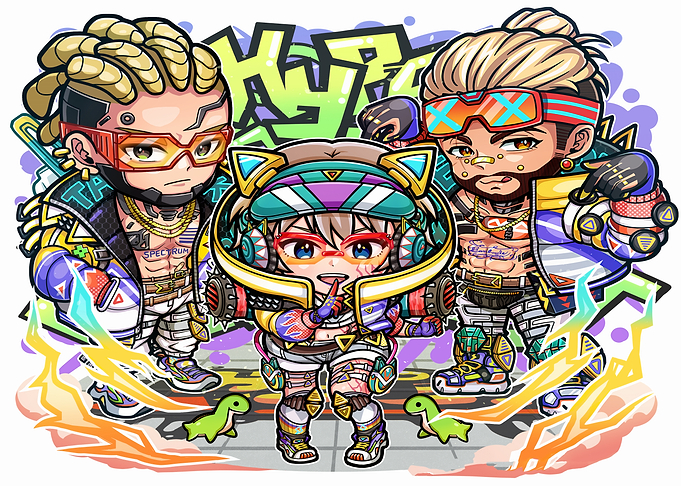 Cartoon Trio with Graffiti Background