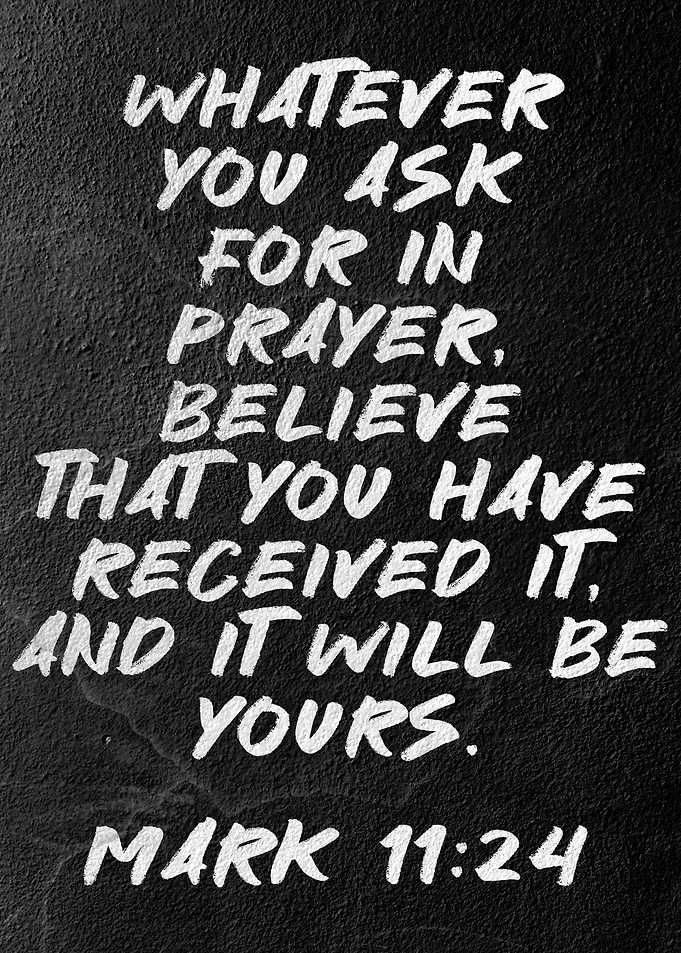 Mark 11:24 Prayer Quote on Wall