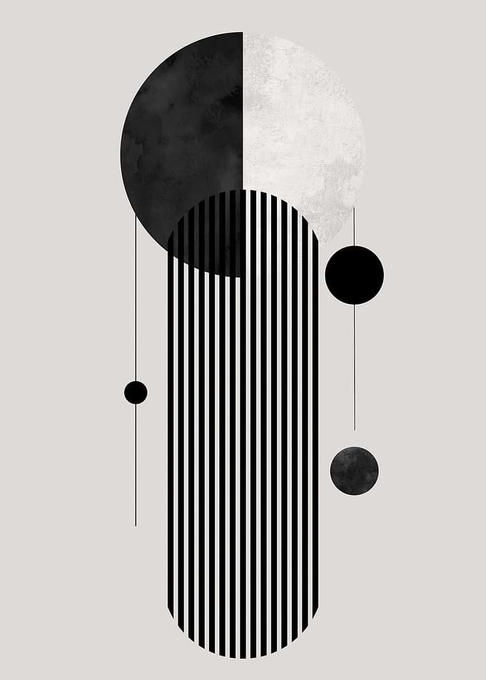 Abstract Geometric Composition in Black and White