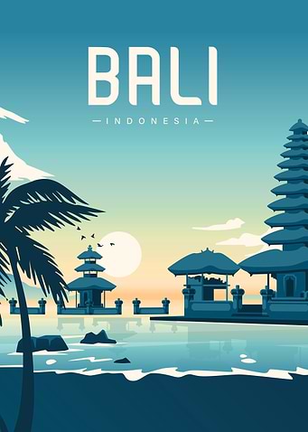 Bali, Indonesia Travel Poster