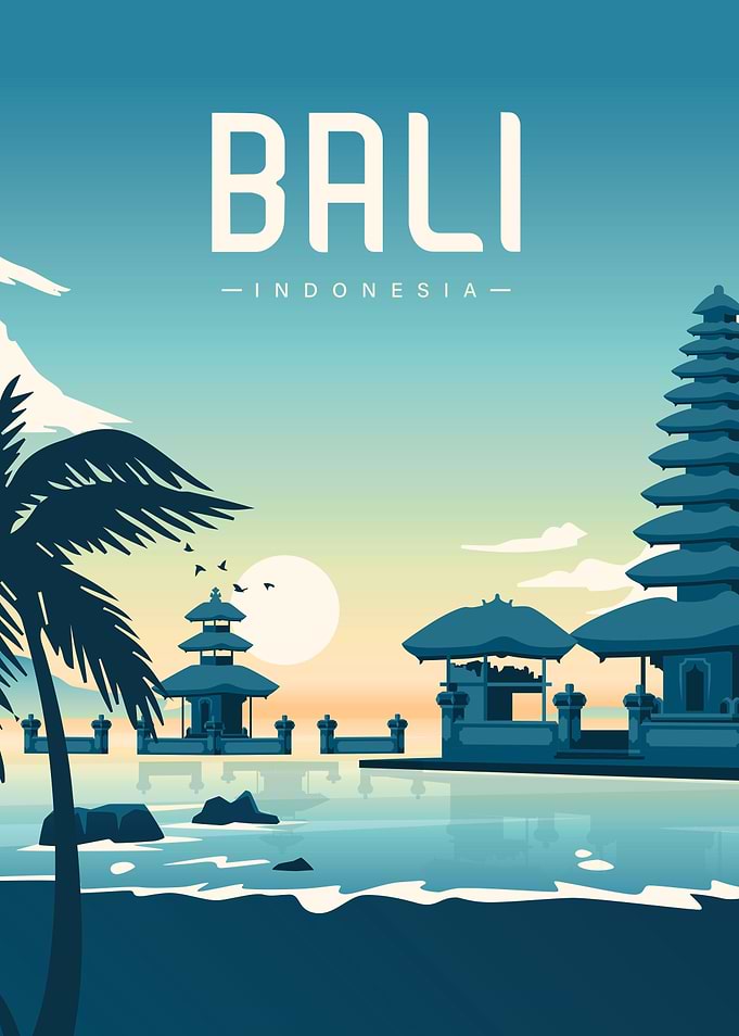 Bali, Indonesia Travel Poster