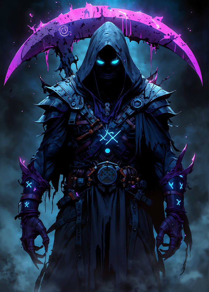 Cyberpunk Grim Reaper with Scythe
