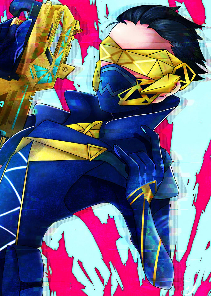 Futuristic Warrior with Golden Weapon