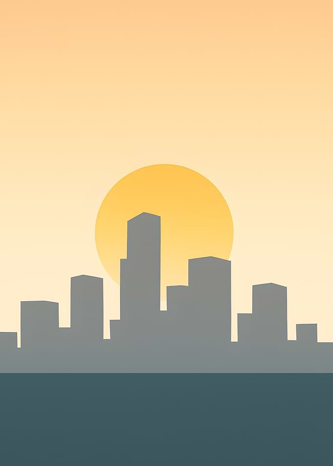 Cityscape Silhouette at Sunset