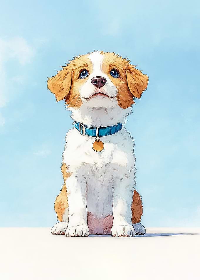 Cute Puppy with Blue Collar