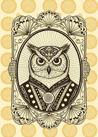 Festive Owl with Marigold Mandala Frame
