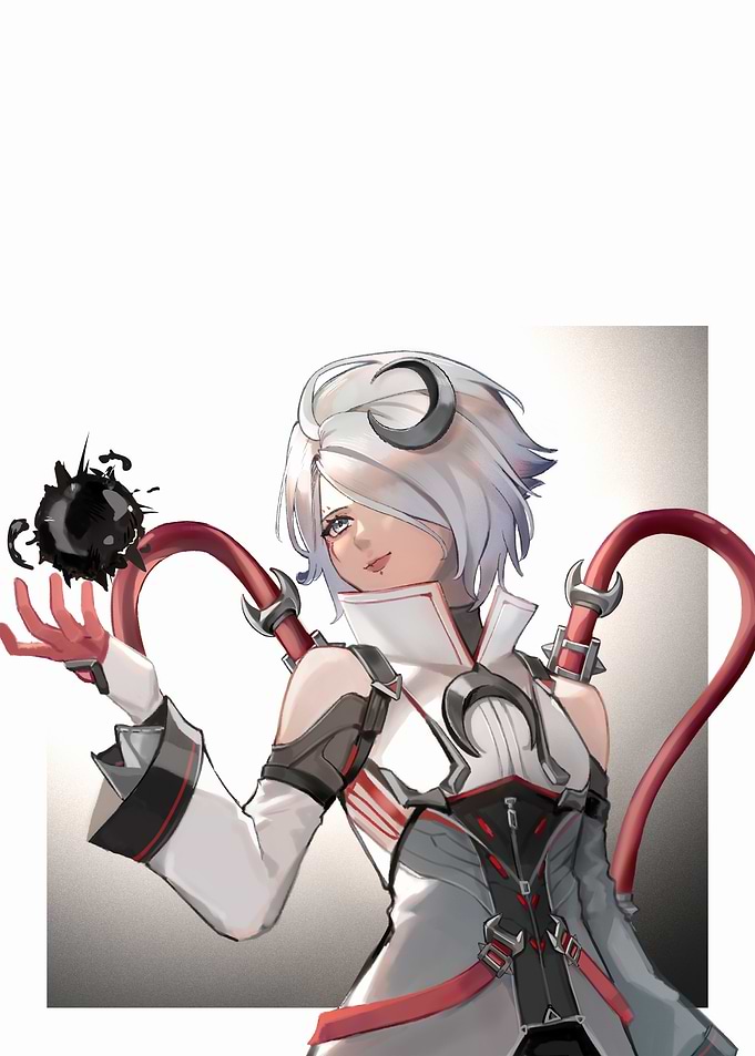 Anime Girl with Horns and Magic
