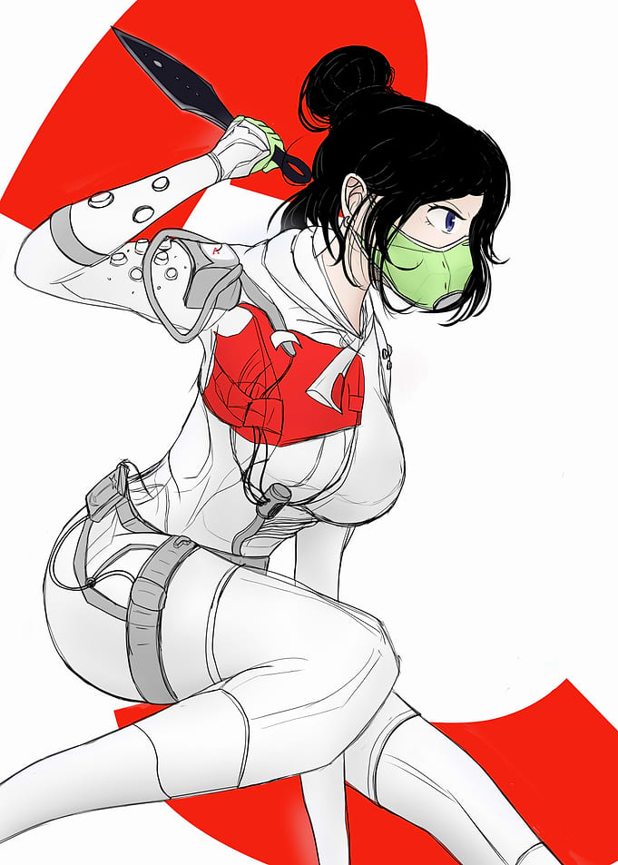 Anime Girl with Kunai and Mask