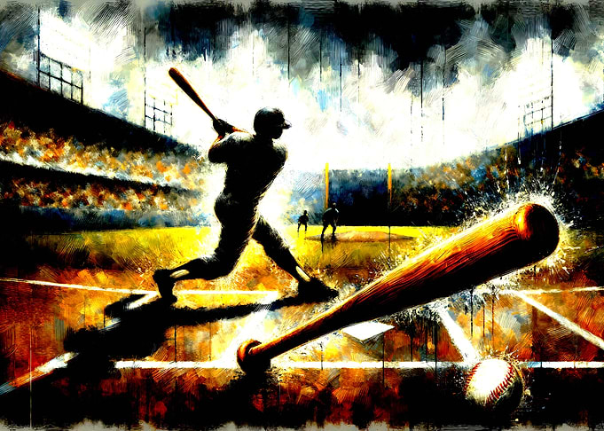 Baseball Player Hitting Ball Painting