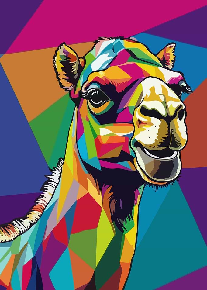 Colorful Camel Pop Art Portrait