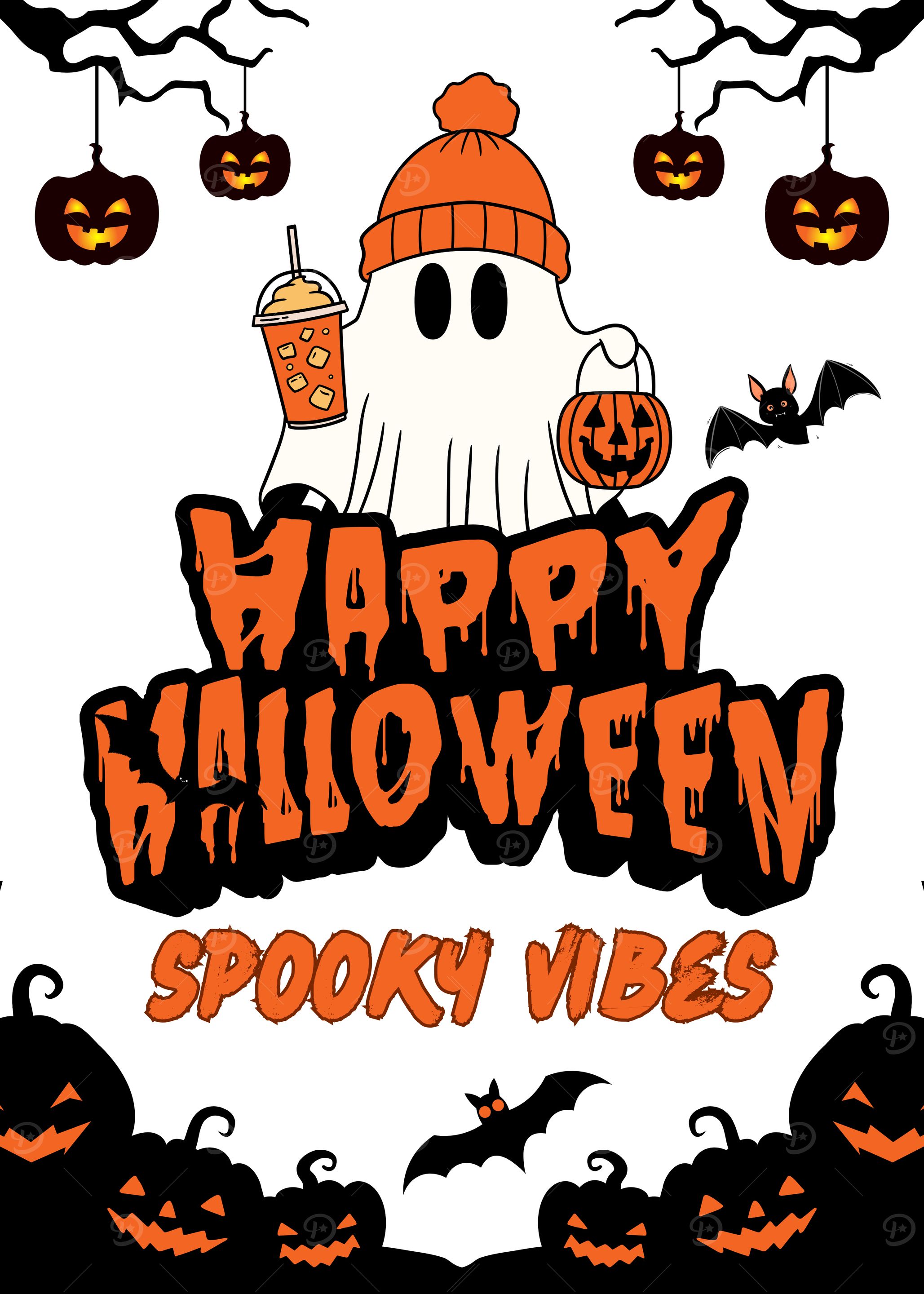 Happy Halloween – Spooky Vibes with Pumpkins, Ghosts & Bats