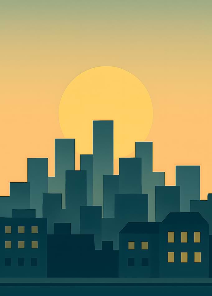 Cityscape Silhouette at Sunset