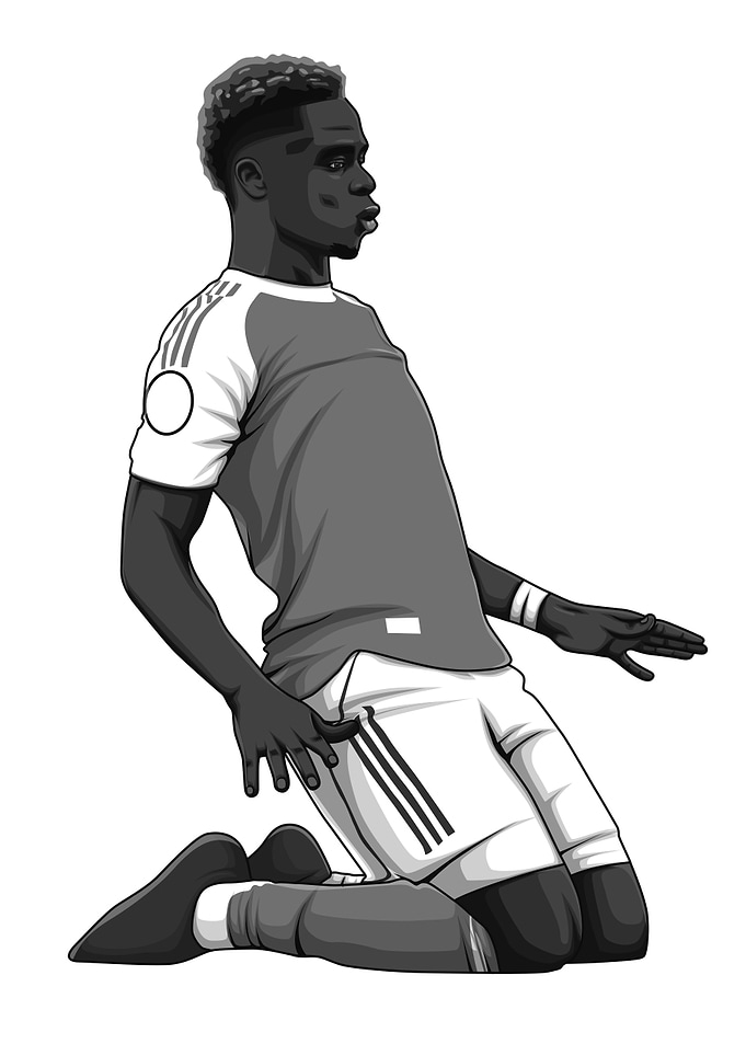 Bukayo Saka Black and White Version